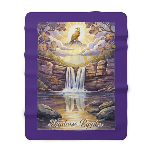 TN Waterfalls Sherpa Fleece Kindness Ripples Blanket - Cozy Floral Throw for Comfort and Inspiration, Cookeville, TN, Dogwoods, Eagle, Waterfalls