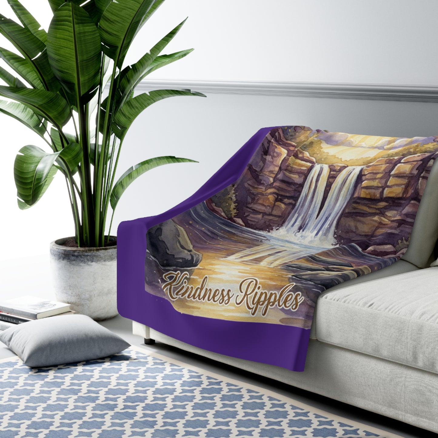 TN Waterfalls Sherpa Fleece Kindness Ripples Blanket - Cozy Floral Throw for Comfort and Inspiration, Cookeville, TN, Dogwoods, Eagle, Waterfalls