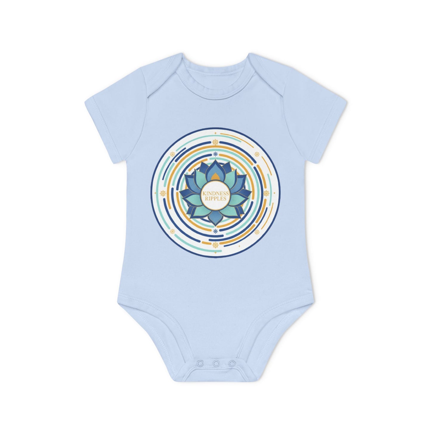 Colorful Lotus Baby Bodysuit - Organic Cotton Short Sleeve for Eco-Friendly Families