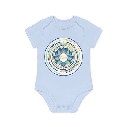 Colorful Lotus Baby Bodysuit - Organic Cotton Short Sleeve for Eco-Friendly Families