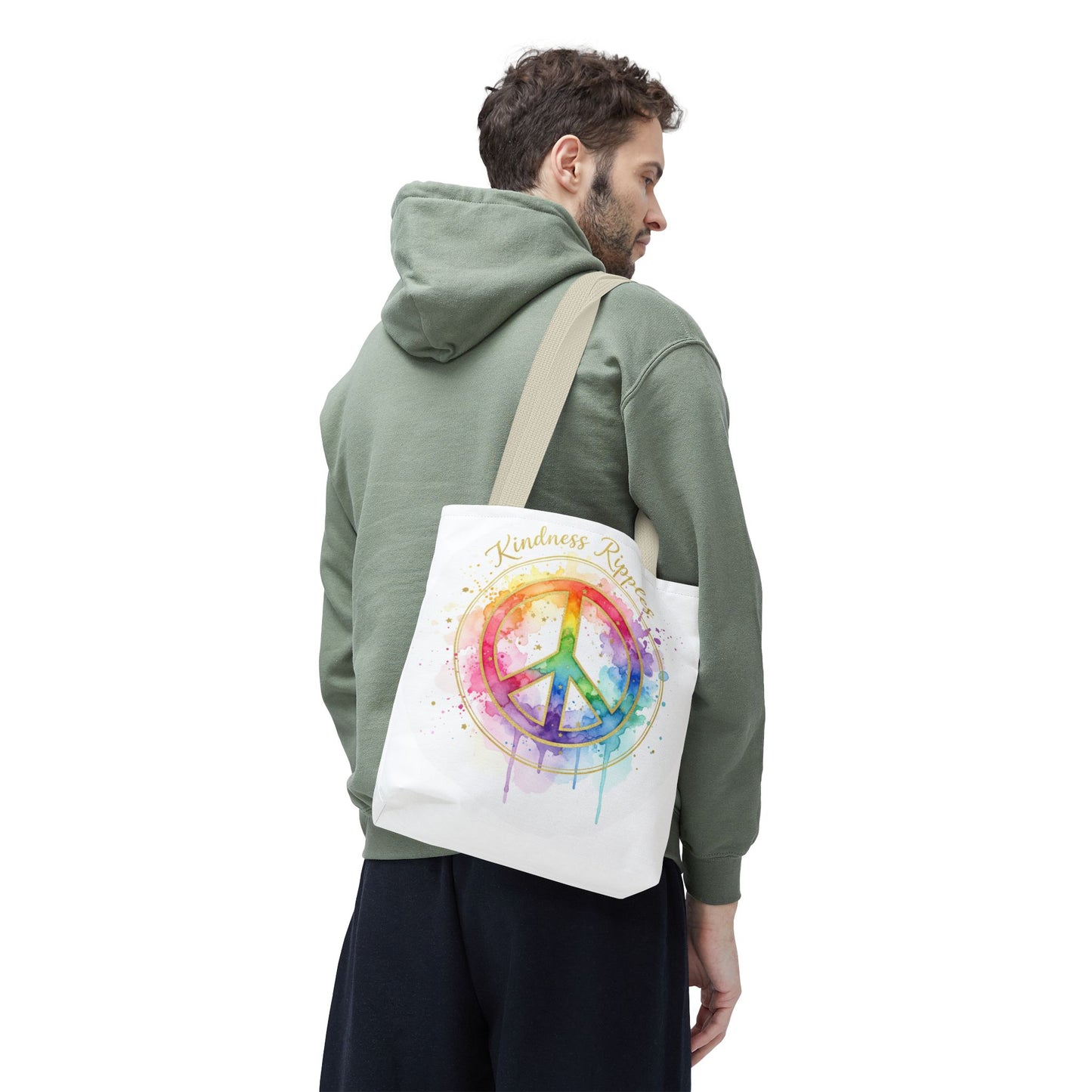 Colorful Peace Symbol Tote Bag | Kindness Ripples Design