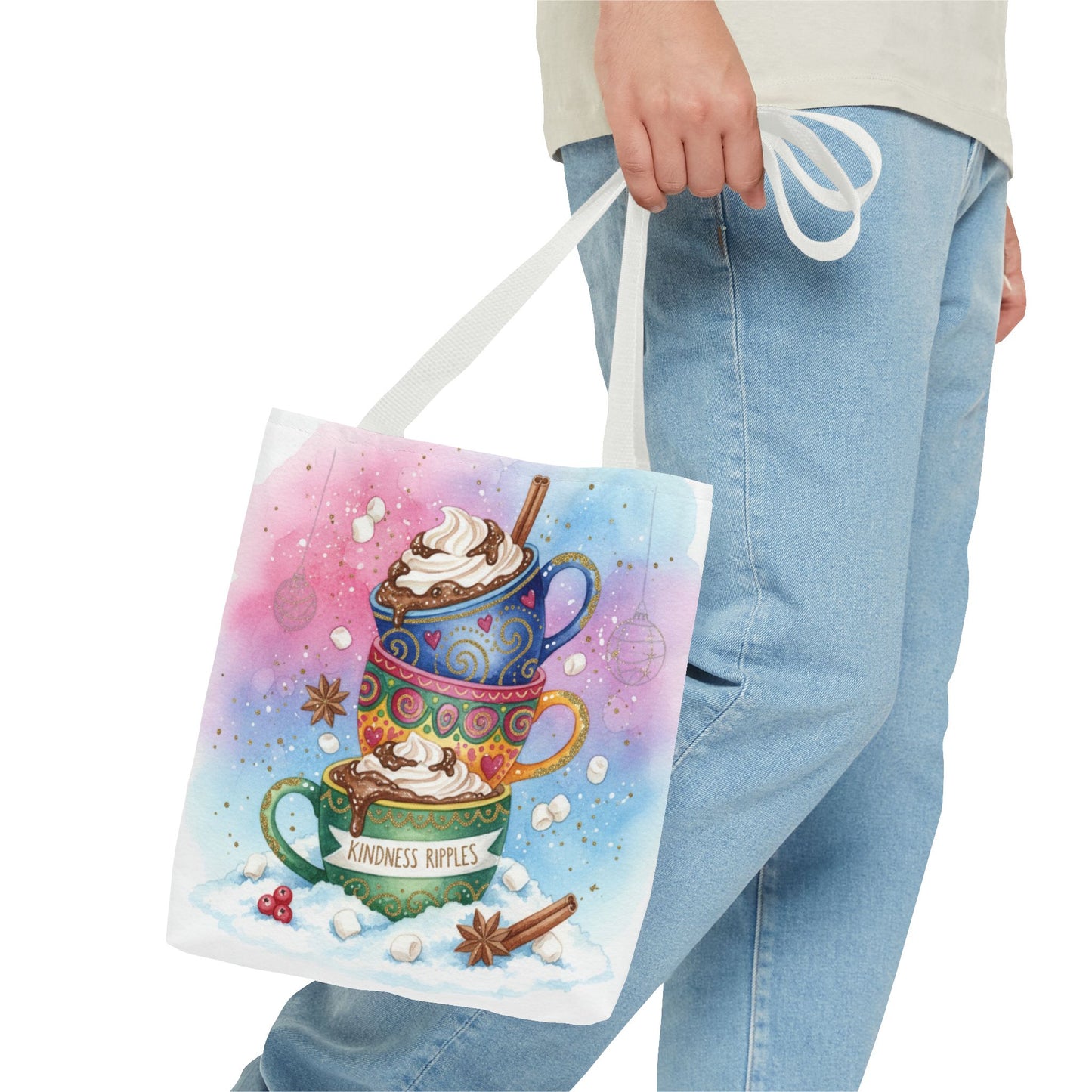 Colorful Hot Cocoa Tote Bag – Festive Winter Vibes