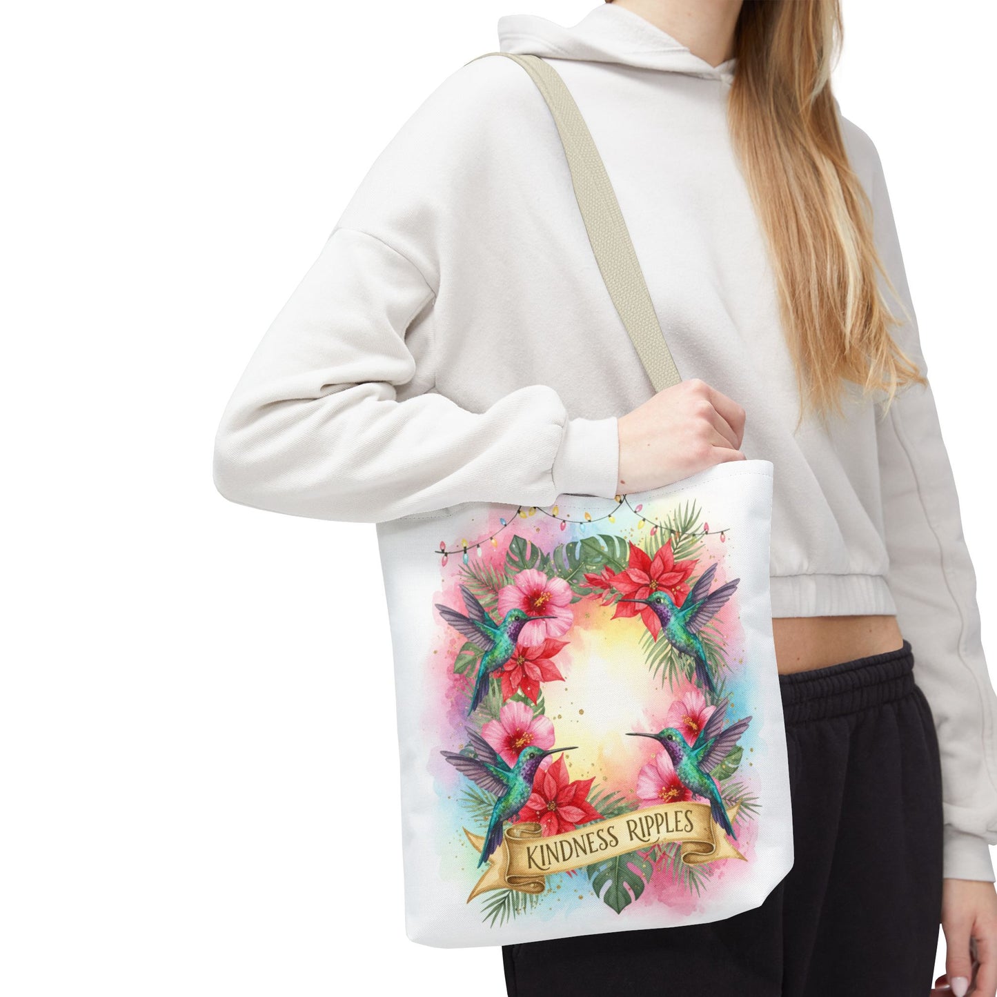 Colorful Kindness Christmas Hummingbirds Tote Bag