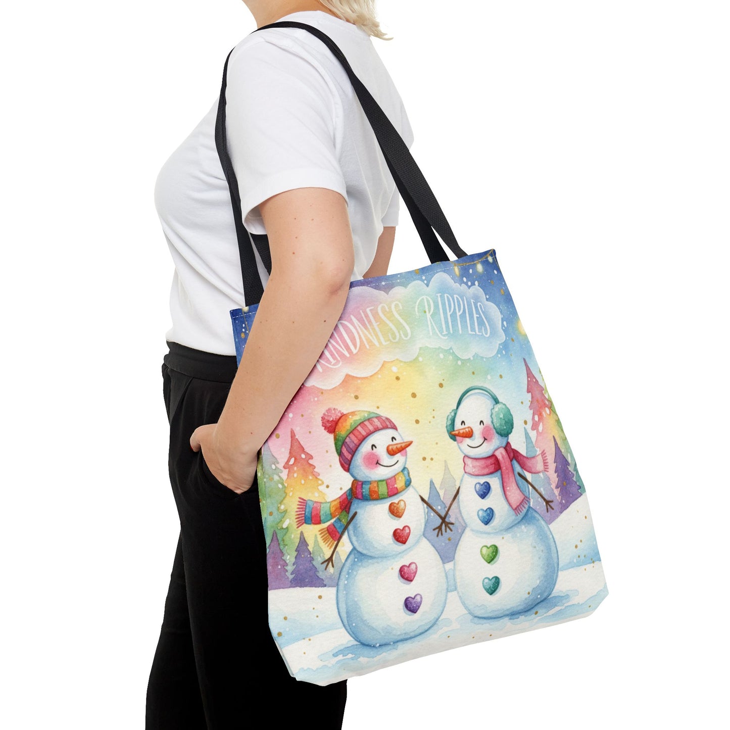 Whimsical Snowman Tote Bag - Kindness Ripples Design