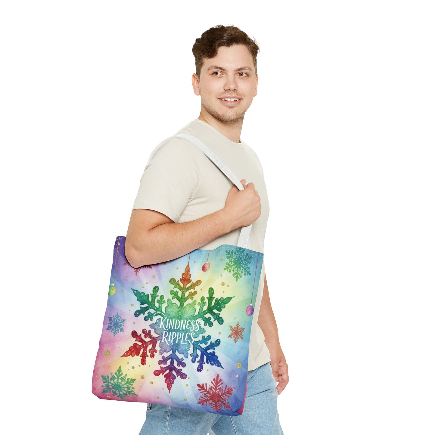 Kindness Ripples Winter Snowflake Tote Bag Colorful Kindness