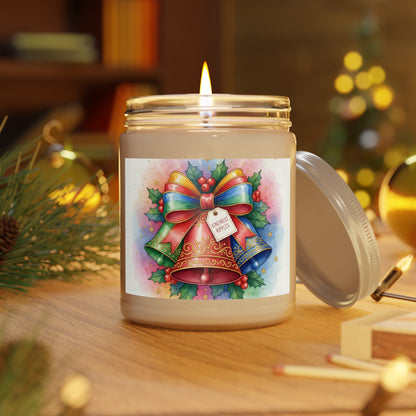 Festive Scented Soy Candle - Holiday Bells Design, 9oz