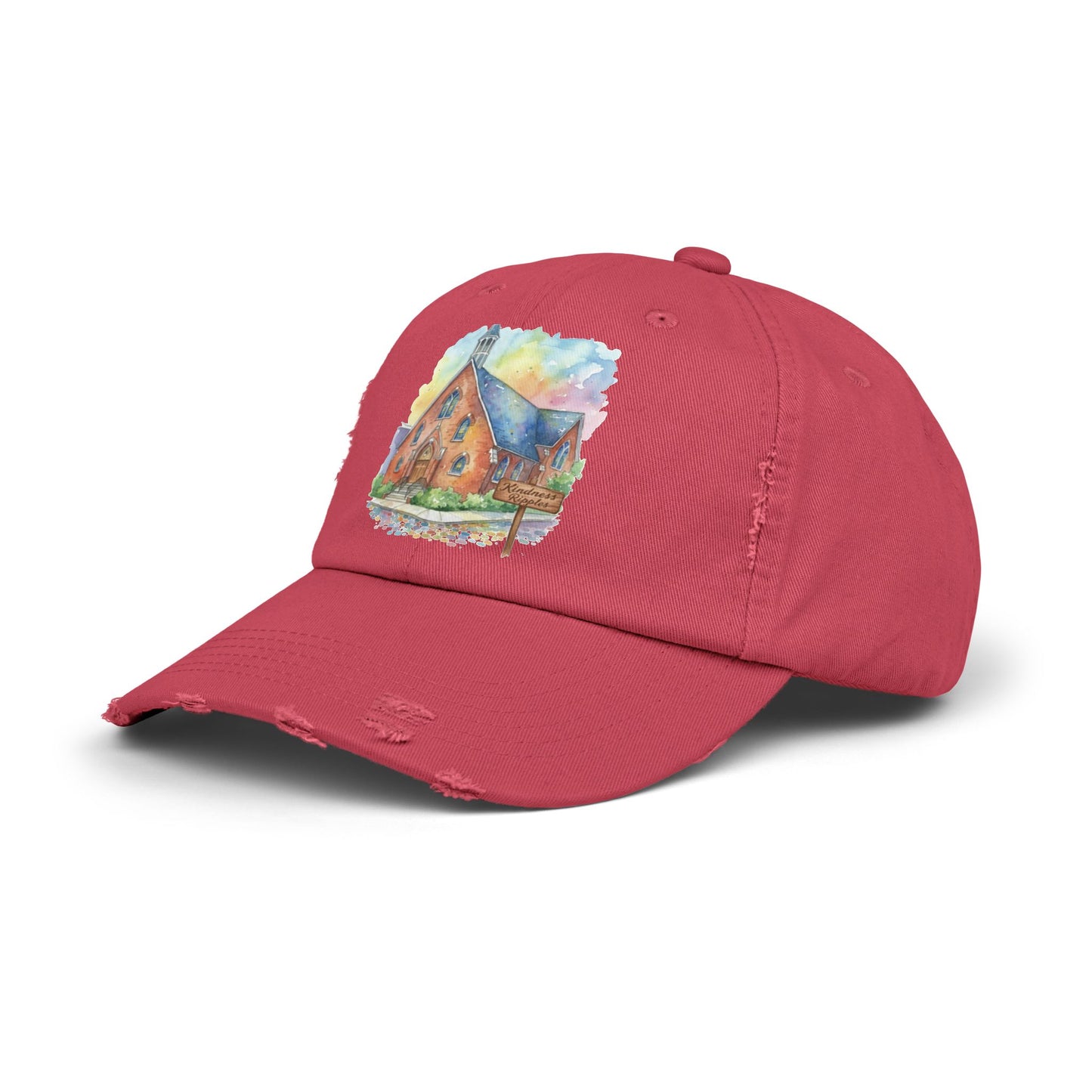 Distressed Cap with Watercolor Church Illustration -- Pays Homage to the Amazing St. William Community
