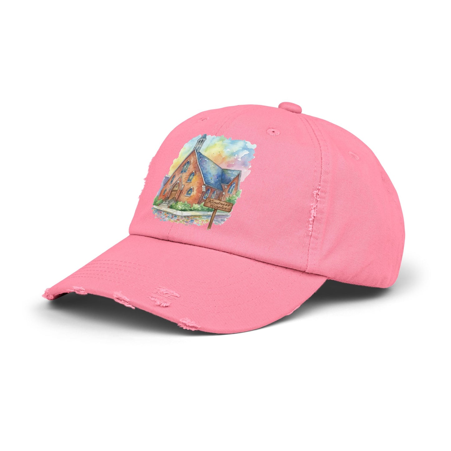 Distressed Cap with Watercolor Church Illustration -- Pays Homage to the Amazing St. William Community
