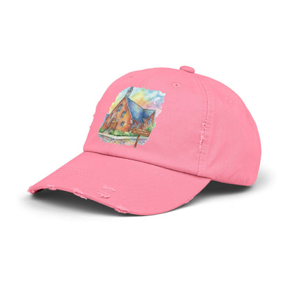 Distressed Cap with Watercolor Church Illustration -- Pays Homage to the Amazing St. William Community