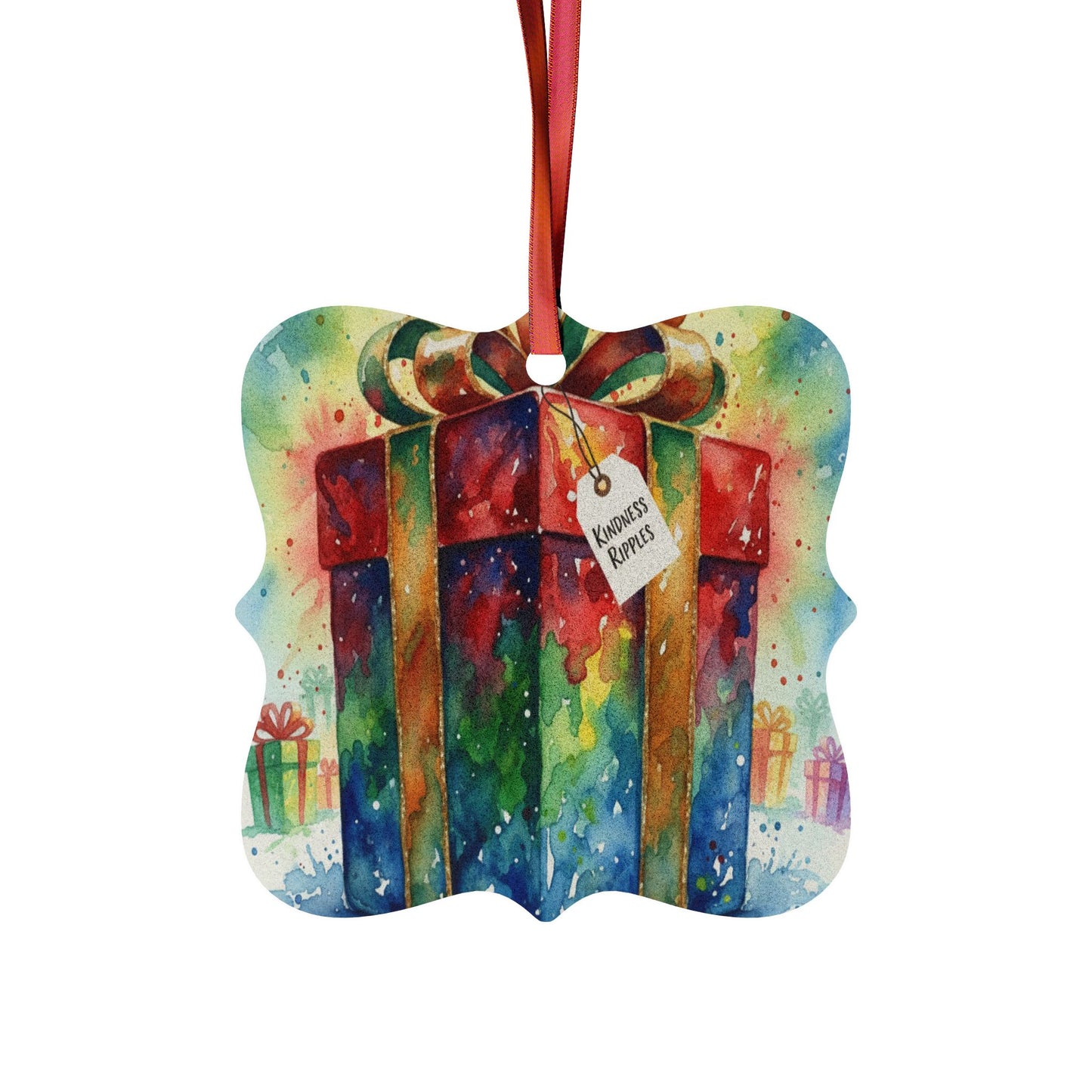 Colorful Gift-Themed Aluminum Ornaments - Perfect for Holidays and Celebrations