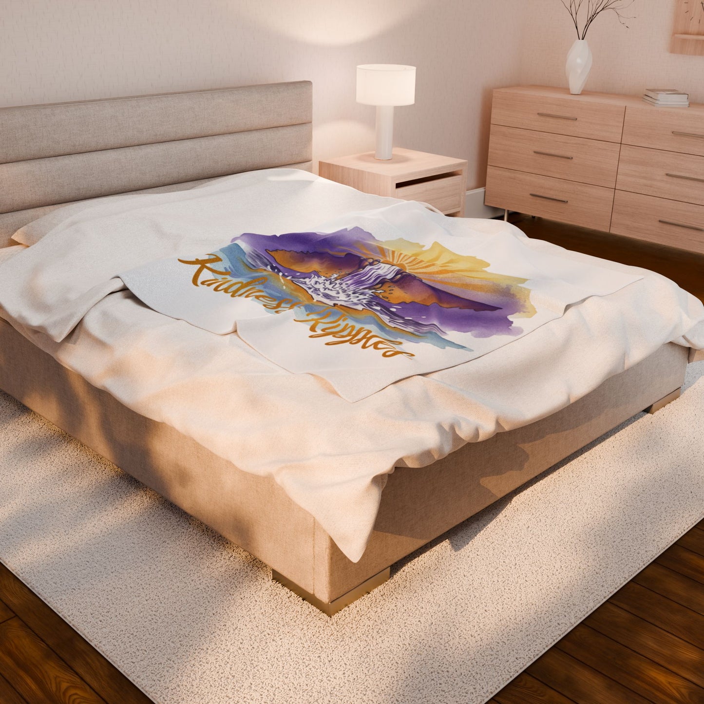 White Kindness Ripples Velveteen Plush Blanket - Cozy Statement Throw for Comfort & Warmth, Cookeville, TN, Waterfall Capital of the World