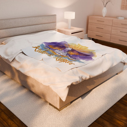 White Kindness Ripples Velveteen Plush Blanket - Cozy Statement Throw for Comfort & Warmth, Cookeville, TN, Waterfall Capital of the World