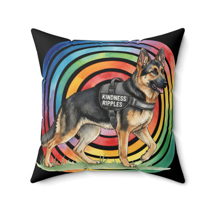 Kindness Ripples German Shepherd Pillow — Rainbow Retro Decorative Pillow