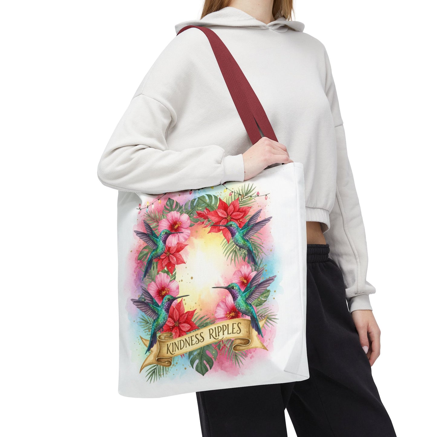 Colorful Kindness Christmas Hummingbirds Tote Bag