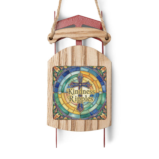 Sled Ornament with Stained Glass Faith Design - Kindness Ripples - Christmas Kindness