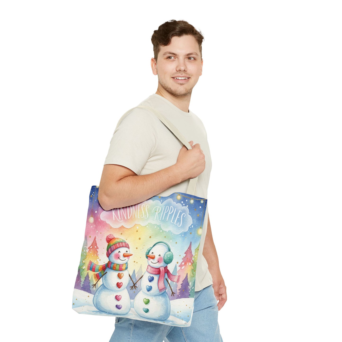 Whimsical Snowman Tote Bag - Kindness Ripples Design