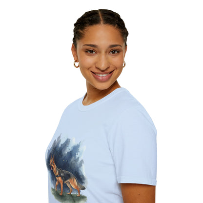 German Shepherd Watercolor T-Shirt — Hand-Painted Dog Lover Tee