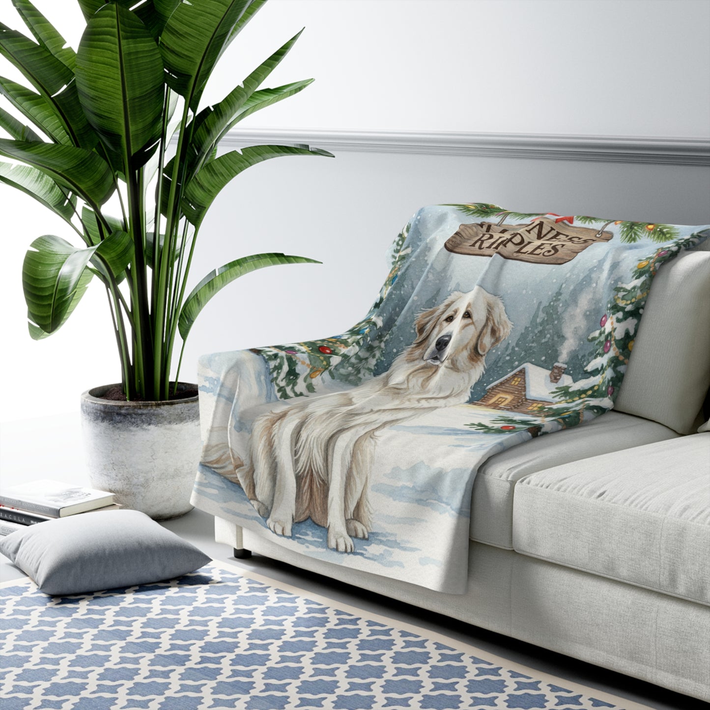 Sweet Great Pyrenees Sherpa Blanket — 'Kindness Ripples' Holiday Throw