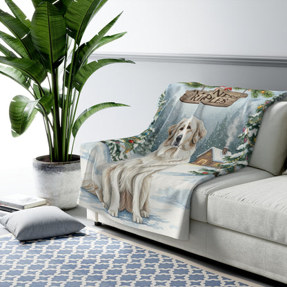 Sweet Great Pyrenees Sherpa Blanket — 'Kindness Ripples' Holiday Throw
