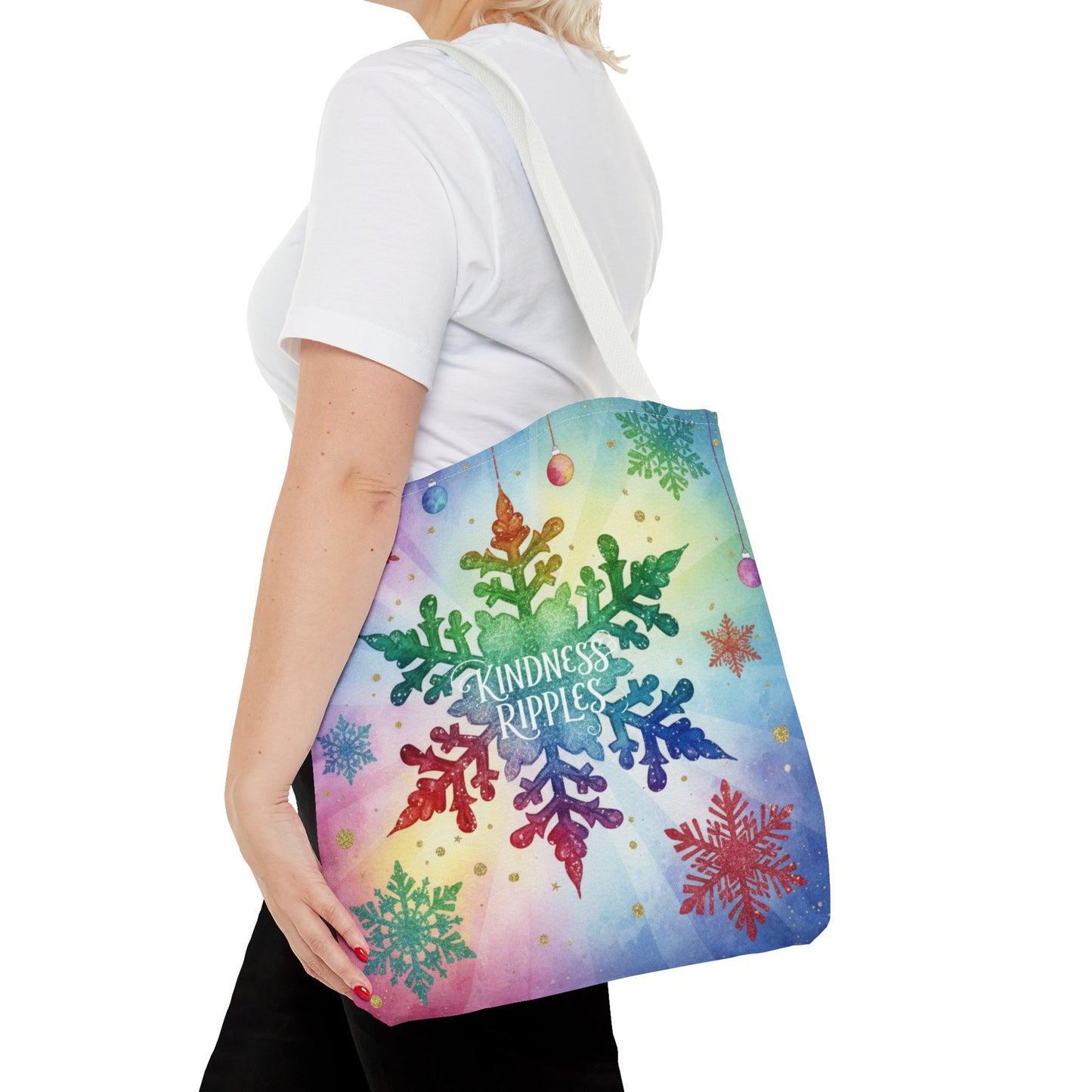Kindness Ripples Winter Snowflake Tote Bag Colorful Kindness