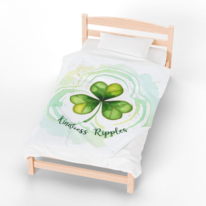 Kindness Ripples Velveteen Plush Blanket - Cozy Green Shamrock Gift for Relaxation and Celebrations