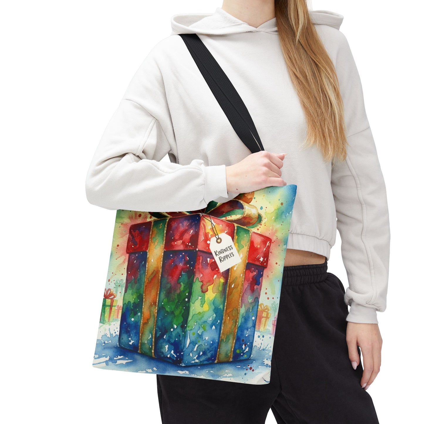 Colorful Gift Tote Bag - Perfect for Holidays & Celebrations -Simple message of Kindness - Reusable