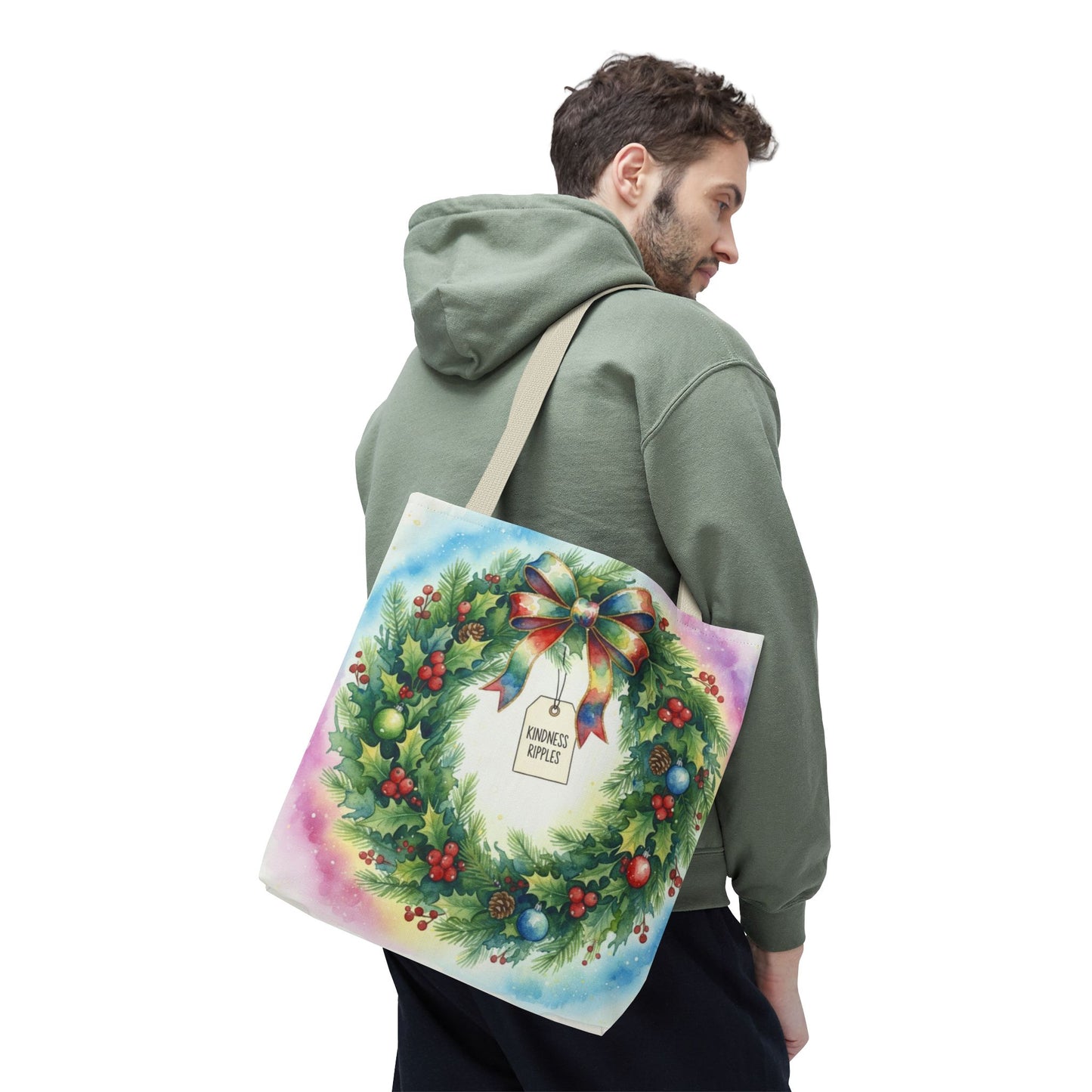 Holiday Wreath Tote Bag - Perfect for Christmas and Winter Celebrations