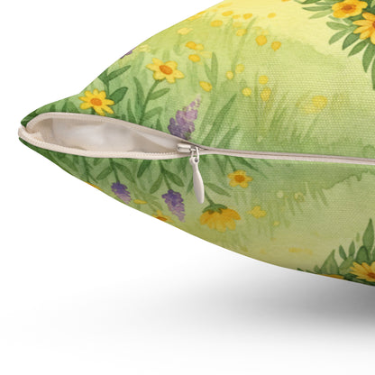 Heart of Sunshine Field: Watercolor Yellow Blooms Pillow