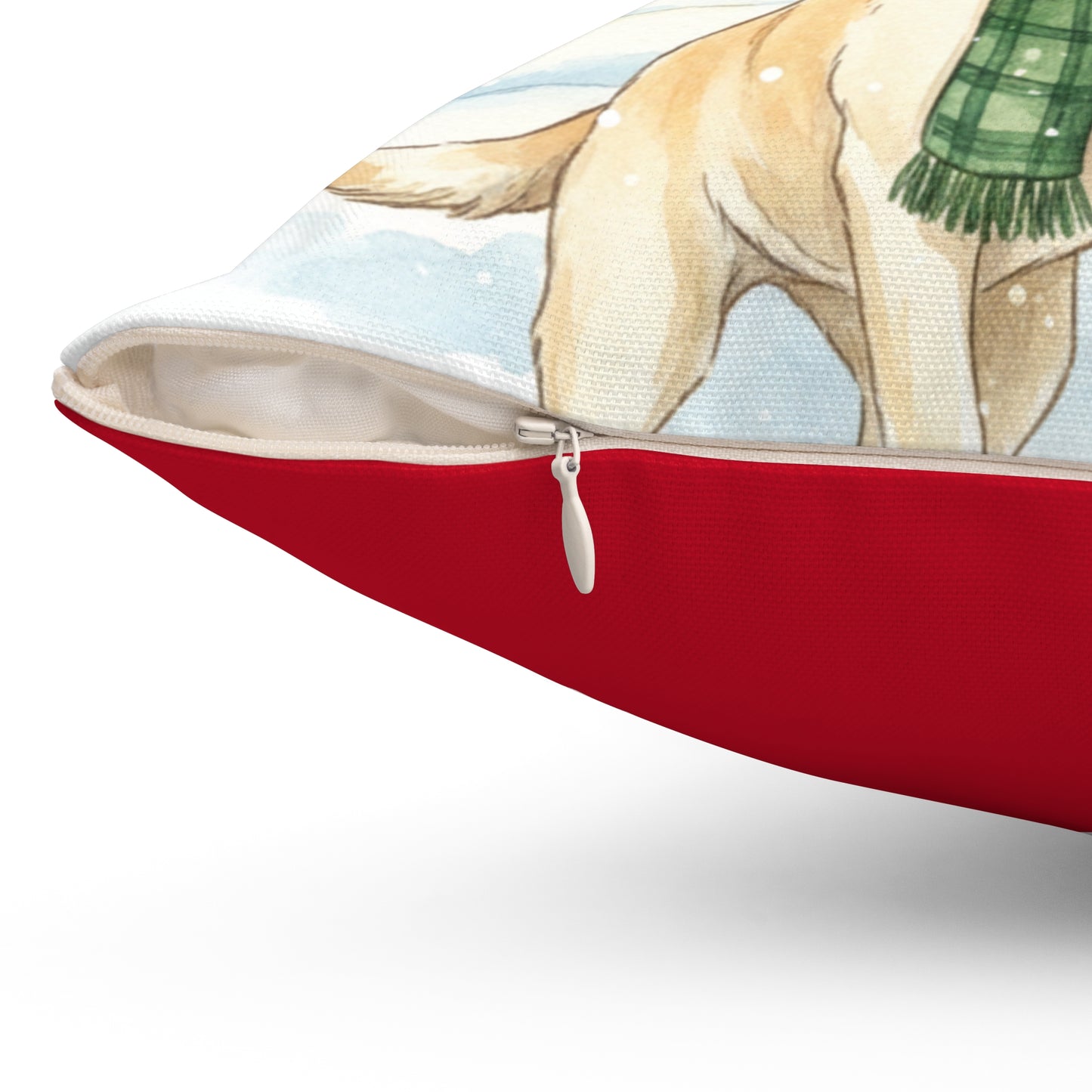 Fun Yellow Lab Christmas Pillow – Holiday Tree & Outdoor Fun Decorative Throw Pillow