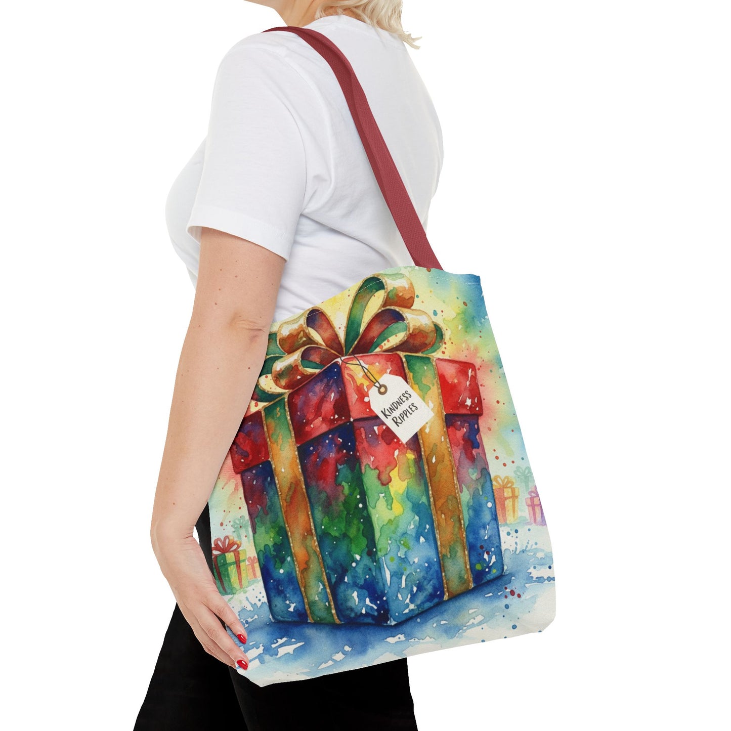 Colorful Gift Tote Bag - Perfect for Holidays & Celebrations -Simple message of Kindness - Reusable