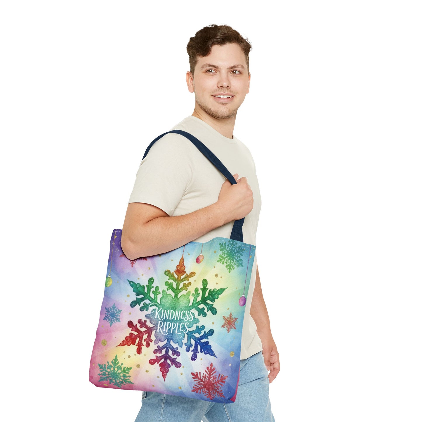 Kindness Ripples Winter Snowflake Tote Bag Colorful Kindness