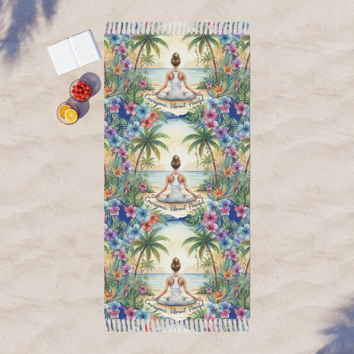 The Rachel - Bohemian Beach Towel - Serene Floral Design for Relaxation