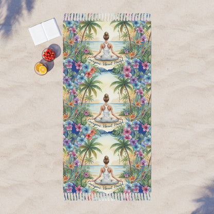 The Rachel - Bohemian Beach Towel - Serene Floral Design for Relaxation