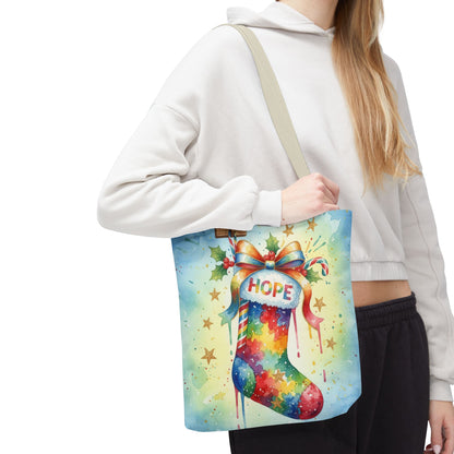 Colorful Holiday Hope Tote Bag