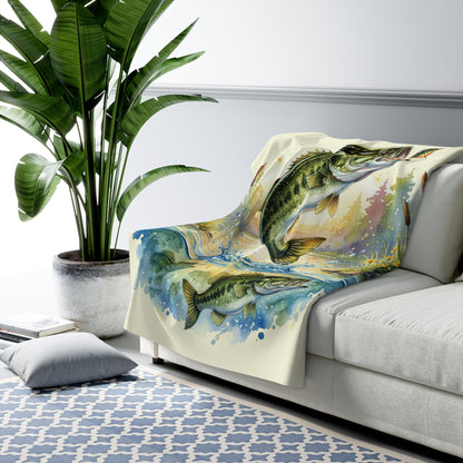 Bass Fishing in Peace Sherpa Blanket