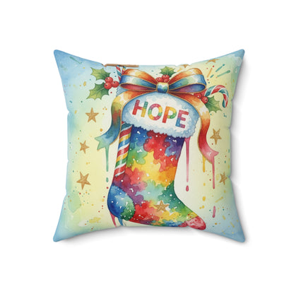 Colorful Holiday Pillow with 'HOPE' Design