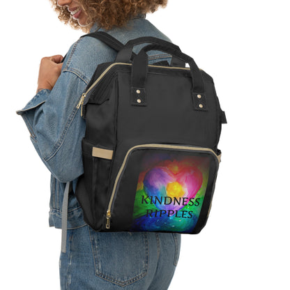 Kindness Ripples Watercolor Heart Multifunctional Diaper Backpack