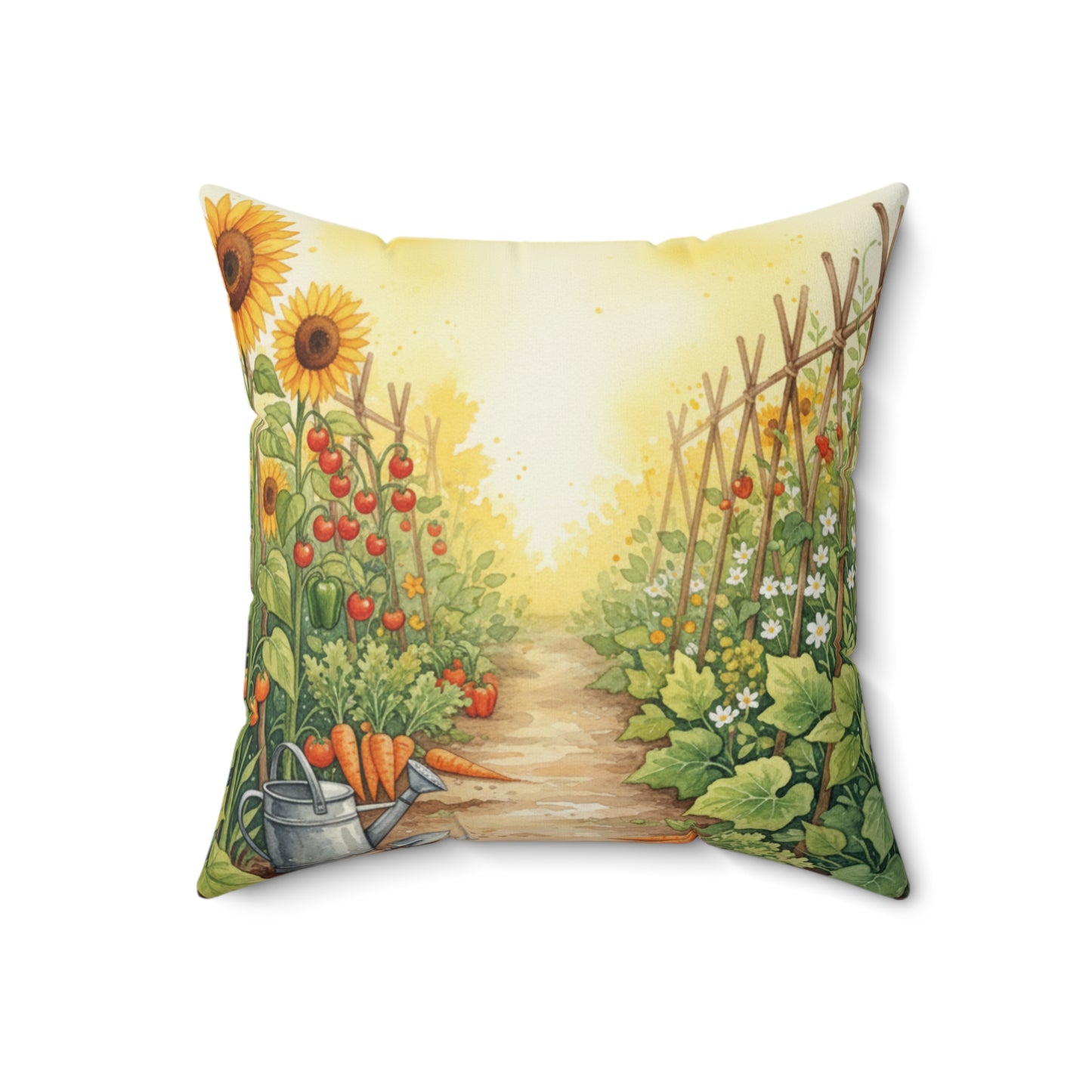 Sunshine Garden: Vibrant Watercolor Harvest Pillow