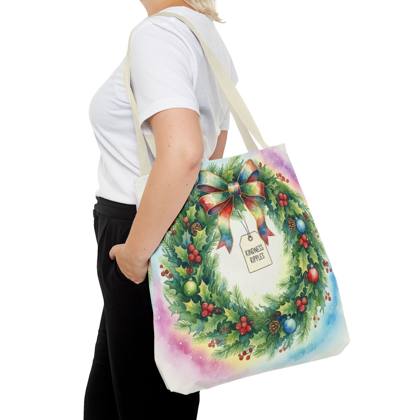 Holiday Wreath Tote Bag - Perfect for Christmas and Winter Celebrations