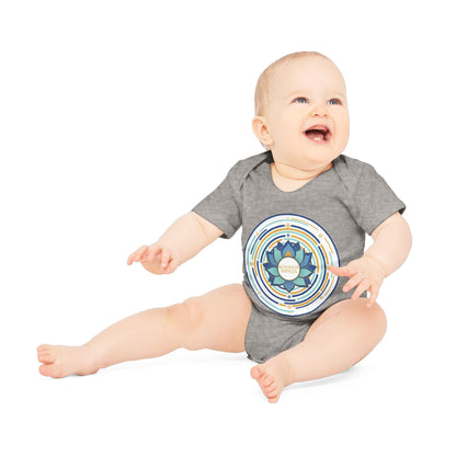 Colorful Lotus Baby Bodysuit - Organic Cotton Short Sleeve for Eco-Friendly Families