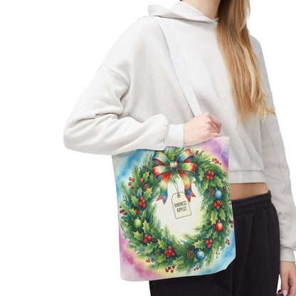 Holiday Wreath Tote Bag - Perfect for Christmas and Winter Celebrations