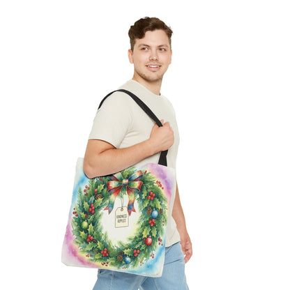 Holiday Wreath Tote Bag - Perfect for Christmas and Winter Celebrations