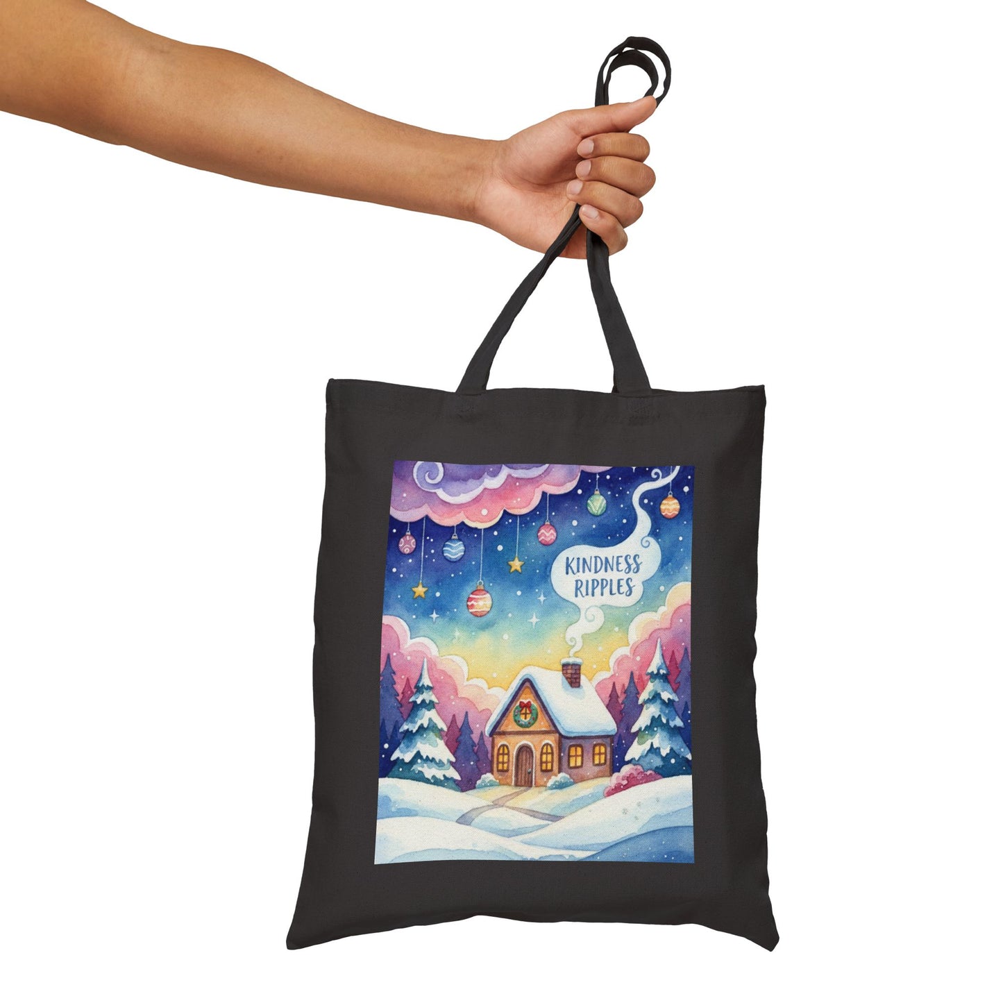 Kindness Ripples Cotton Canvas Tote Bag Gingerbread House