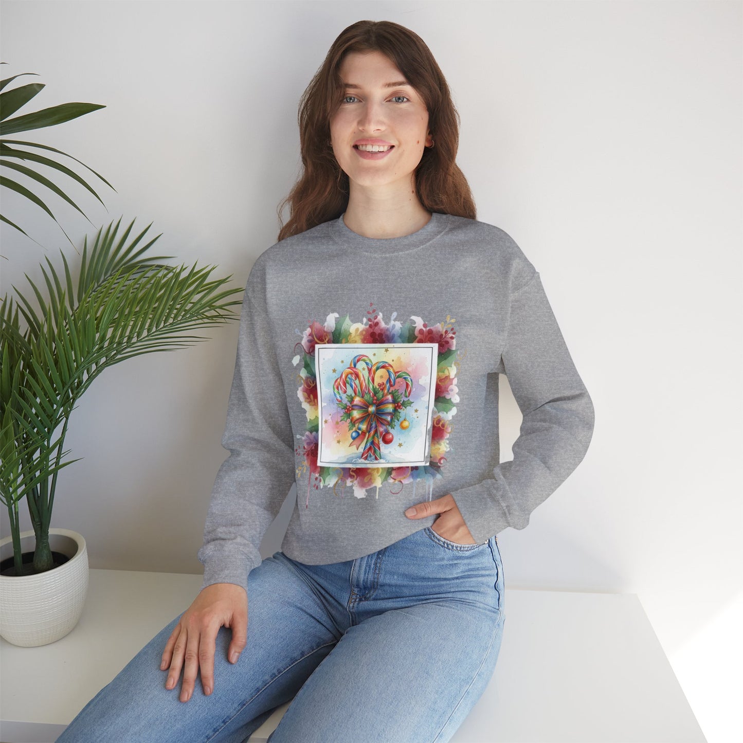 Christmas Candy Cane Crewneck Sweatshirt