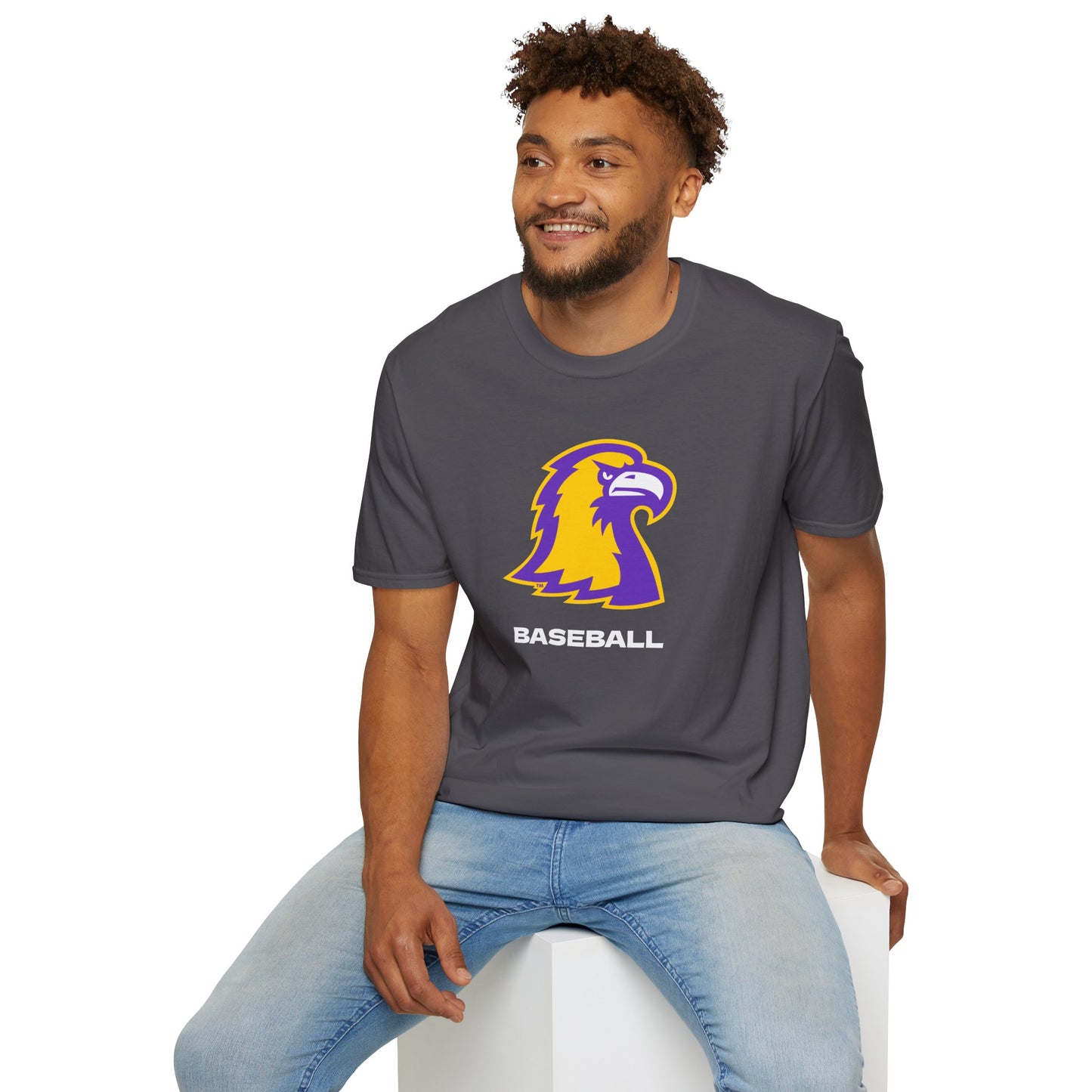 Golden Eagle Baseball T-Shirt – Purple & Gold Team Logo Tee