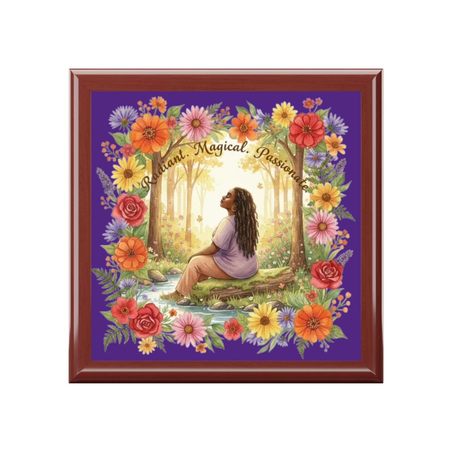 The Shantel - Bohemian Floral Jewelry Box with Inspirational Quote