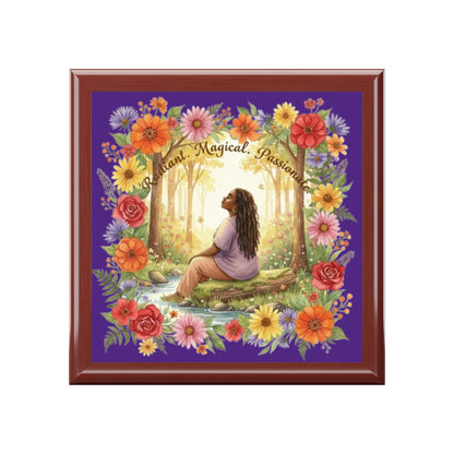 The Shantel - Bohemian Floral Jewelry Box with Inspirational Quote