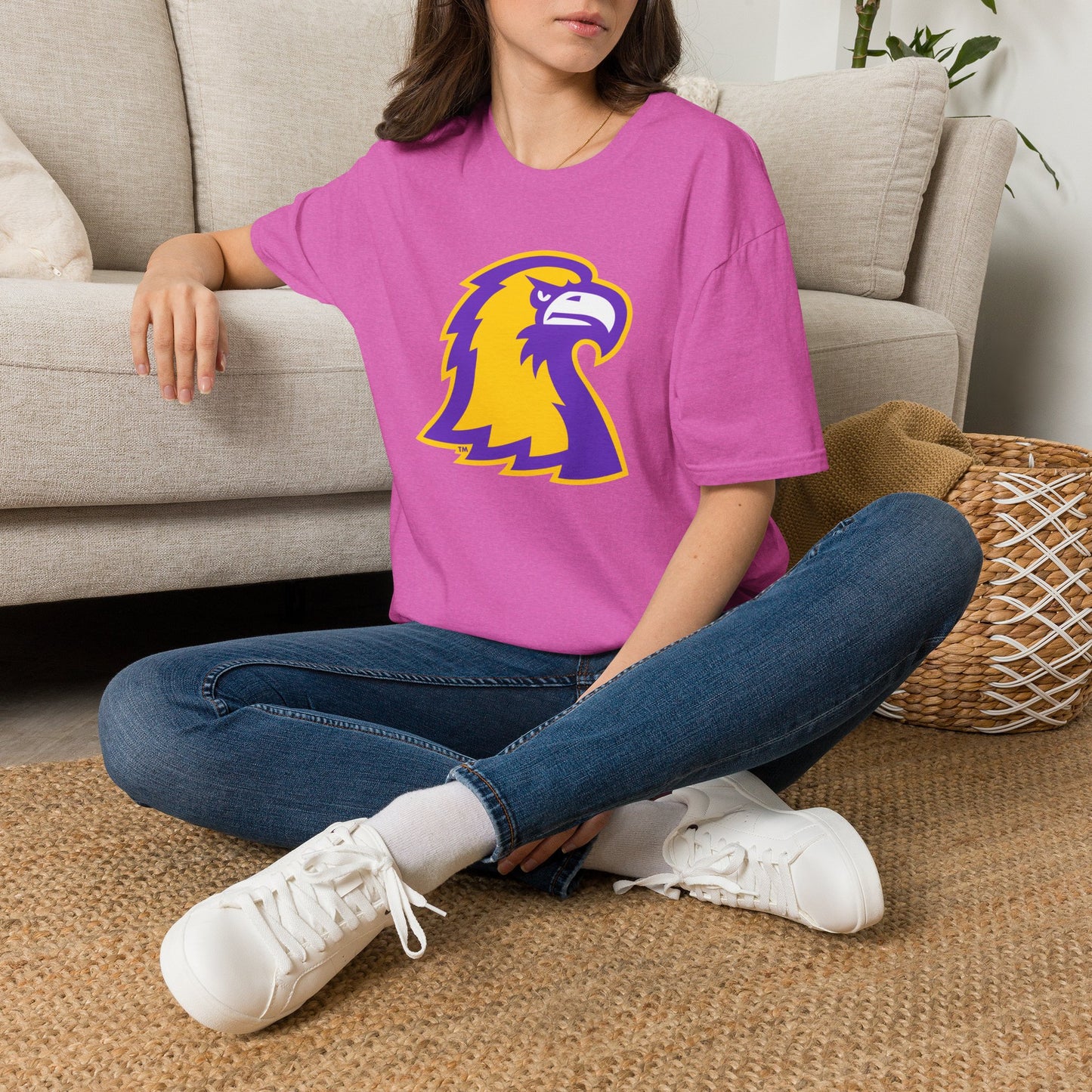 Golden Eagle Mascot Pink Out T-Shirt — Purple & Gold School Spirit Tee