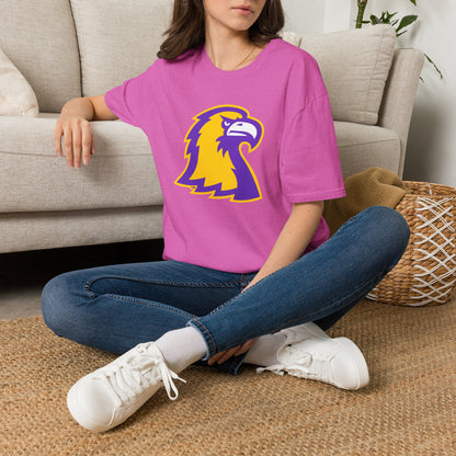 Golden Eagle Mascot Pink Out T-Shirt — Purple & Gold School Spirit Tee