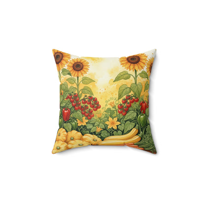 Golden Harvest Garden: Watercolor Vegetable Bounty Pillow